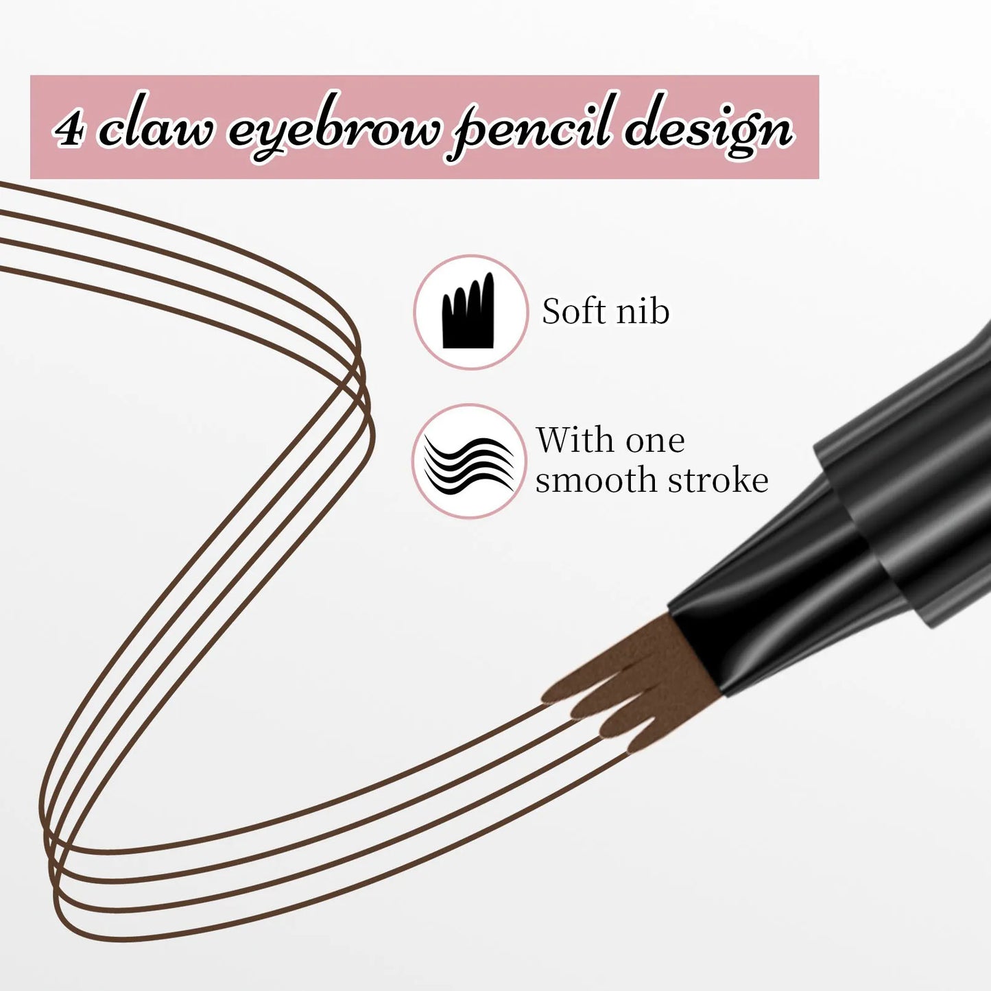 zayyanun®4 Fork Tip Eyebrow Eyeliner Pencil Waterproof 2IN1 4Point Microblading Liquid Wild Eyebrow Tattoo Pen Lasting Fine Sketch Makeup