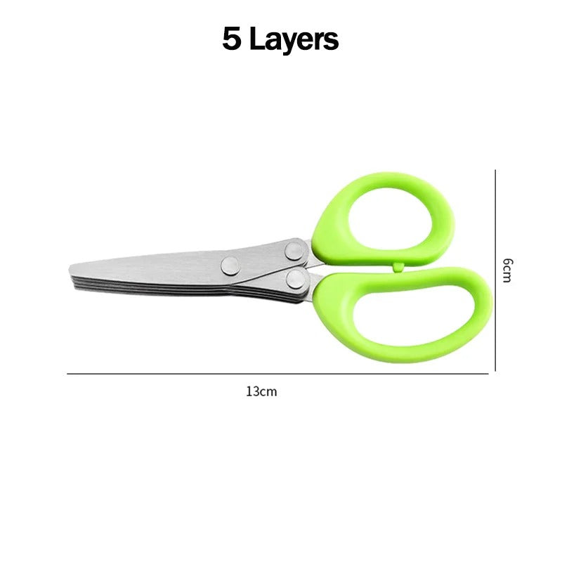 Zayyanun® Multipurpose 3/5Layer kitchen Scissors Stainless Steel 3/5 Layer Kitchen Scissors Scallion Cutter Pepper Herb Laver Spices Onion Cooking Tool