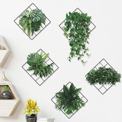 Zayyanun® 3D Artificial Plant Wall Art,  Water Proof Stickers Removable DIY Green Leaf Flower