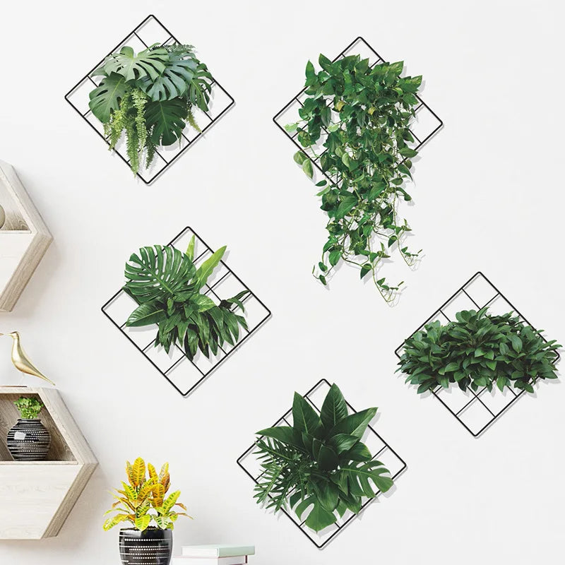Zayyanun® 3D Artificial Plant Wall Art,  Water Proof Stickers Removable DIY Green Leaf Flower