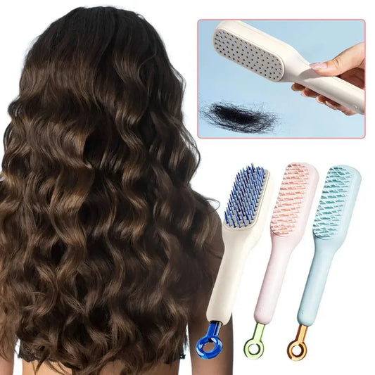Zayyanun ® Self Cleaning Hair Brush, One Click Cleaning, Telescopic Hair Comb, Anti Static Hair Brush, Magic Cleaning Brush, Self cleaning Brush