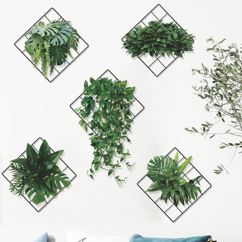 Zayyanun® 3D Artificial Plant Wall Art,  Water Proof Stickers Removable DIY Green Leaf Flower