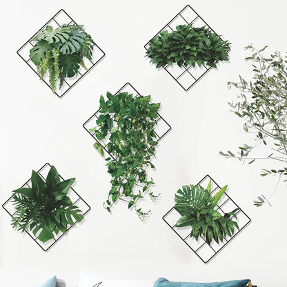 Zayyanun® 3D Artificial Plant Wall Art,  Water Proof Stickers Removable DIY Green Leaf Flower