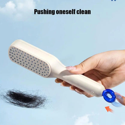 Zayyanun ® Self Cleaning Hair Brush, One Click Cleaning, Telescopic Hair Comb, Anti Static Hair Brush, Magic Cleaning Brush, Self cleaning Brush