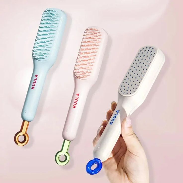 Zayyanun ® Self Cleaning Hair Brush, One Click Cleaning, Telescopic Hair Comb, Anti Static Hair Brush, Magic Cleaning Brush, Self cleaning Brush