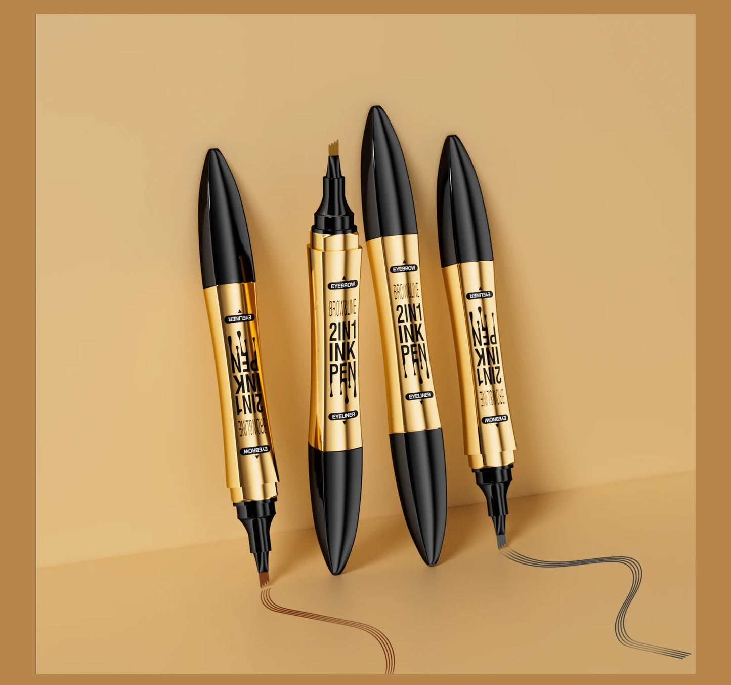 zayyanun®4 Fork Tip Eyebrow Eyeliner Pencil Waterproof 2IN1 4Point Microblading Liquid Wild Eyebrow Tattoo Pen Lasting Fine Sketch Makeup