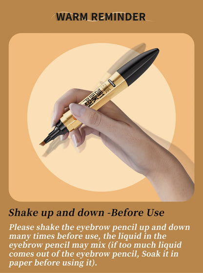 zayyanun®4 Fork Tip Eyebrow Eyeliner Pencil Waterproof 2IN1 4Point Microblading Liquid Wild Eyebrow Tattoo Pen Lasting Fine Sketch Makeup