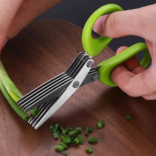 Zayyanun® Multipurpose 3/5Layer kitchen Scissors Stainless Steel 3/5 Layer Kitchen Scissors Scallion Cutter Pepper Herb Laver Spices Onion Cooking Tool