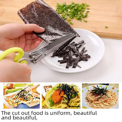 Zayyanun® Multipurpose 3/5Layer kitchen Scissors Stainless Steel 3/5 Layer Kitchen Scissors Scallion Cutter Pepper Herb Laver Spices Onion Cooking Tool