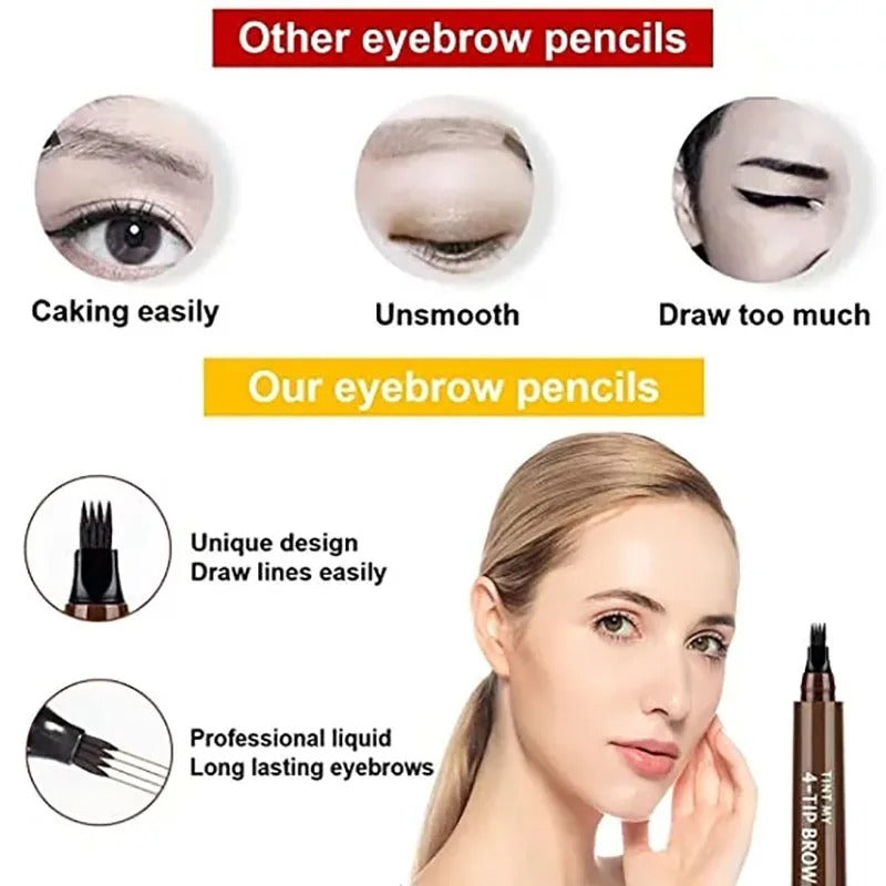 Zayyanun® Microblading Pen 4-Tip Microblading Eyebrow Pencil – Waterproof, Smudge-Proof,