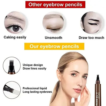 Zayyanun® Microblading Pen 4-Tip Microblading Eyebrow Pencil – Waterproof, Smudge-Proof,