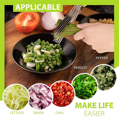 Zayyanun® Multipurpose 3/5Layer kitchen Scissors Stainless Steel 3/5 Layer Kitchen Scissors Scallion Cutter Pepper Herb Laver Spices Onion Cooking Tool