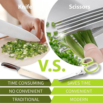 Zayyanun® Multipurpose 3/5Layer kitchen Scissors Stainless Steel 3/5 Layer Kitchen Scissors Scallion Cutter Pepper Herb Laver Spices Onion Cooking Tool