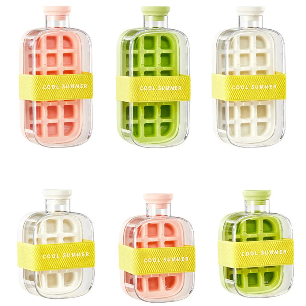 Zayyanun ®2 in 1   Ice Cube Tray with Lid &  Touch-Free Ice Cube Bottle with Straw